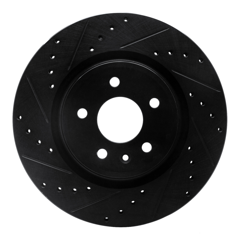 Ford Taurus SHO Brake Rotor (1) - Front Left - R1 Concepts - Drilled & Slotted - Black - `09-`10